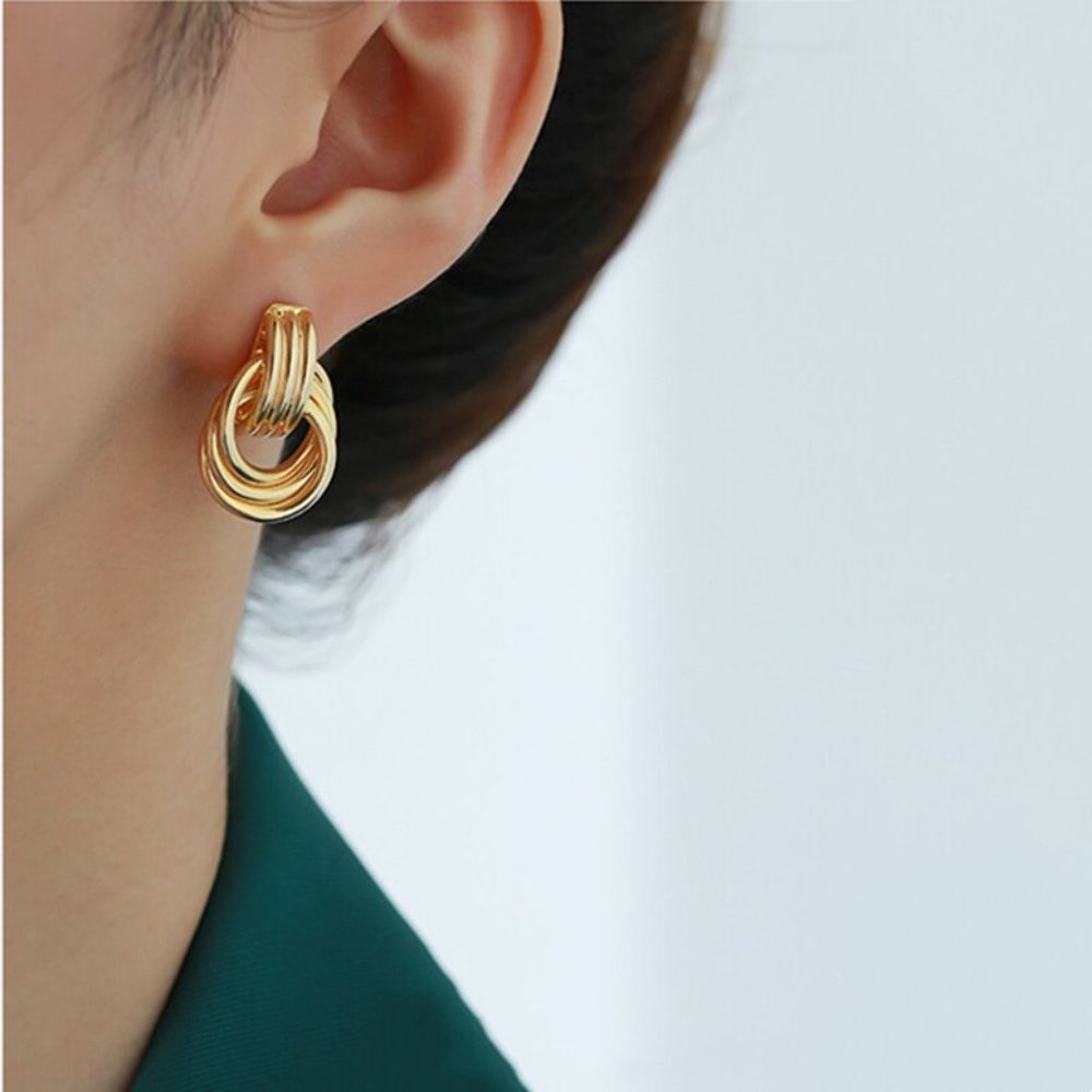 Earrings Woman Cicle Stud Top Bohemian Hoop Drop Cute Trendy Jewelry - Picture 6 of 7
